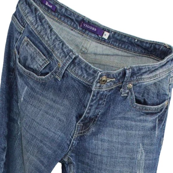 Vigoss Blue Wash Boot-Cut Embellished Jeans, Size 5 - Picture 6 of 6